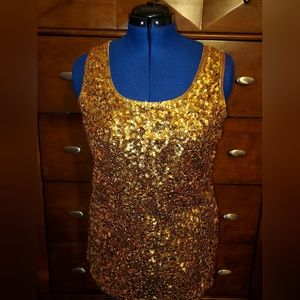 Womens Sequins Gold Spankly Tank Top